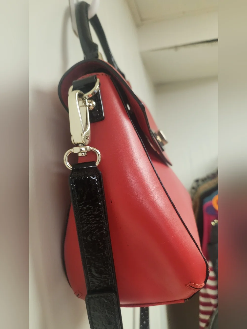 Vintage Kate Spade Red Top-Handle Crossbody Bag with Gold Hardware